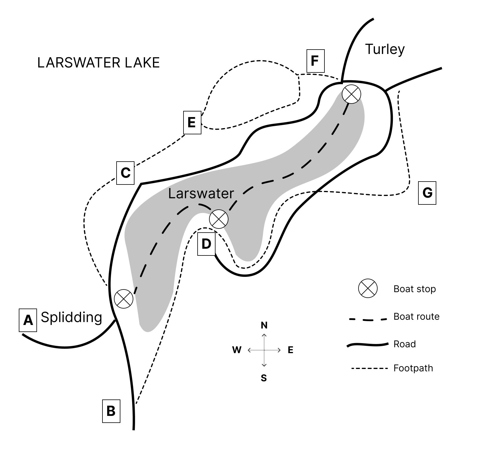 Map of Larswater Lake for Questions 15-20